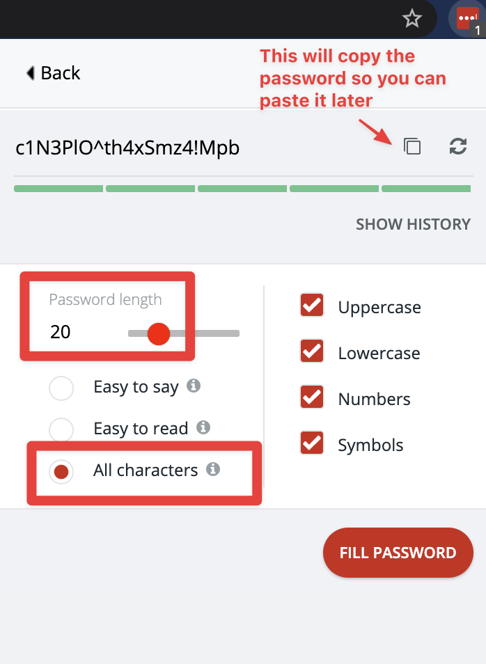 LastPass password generator